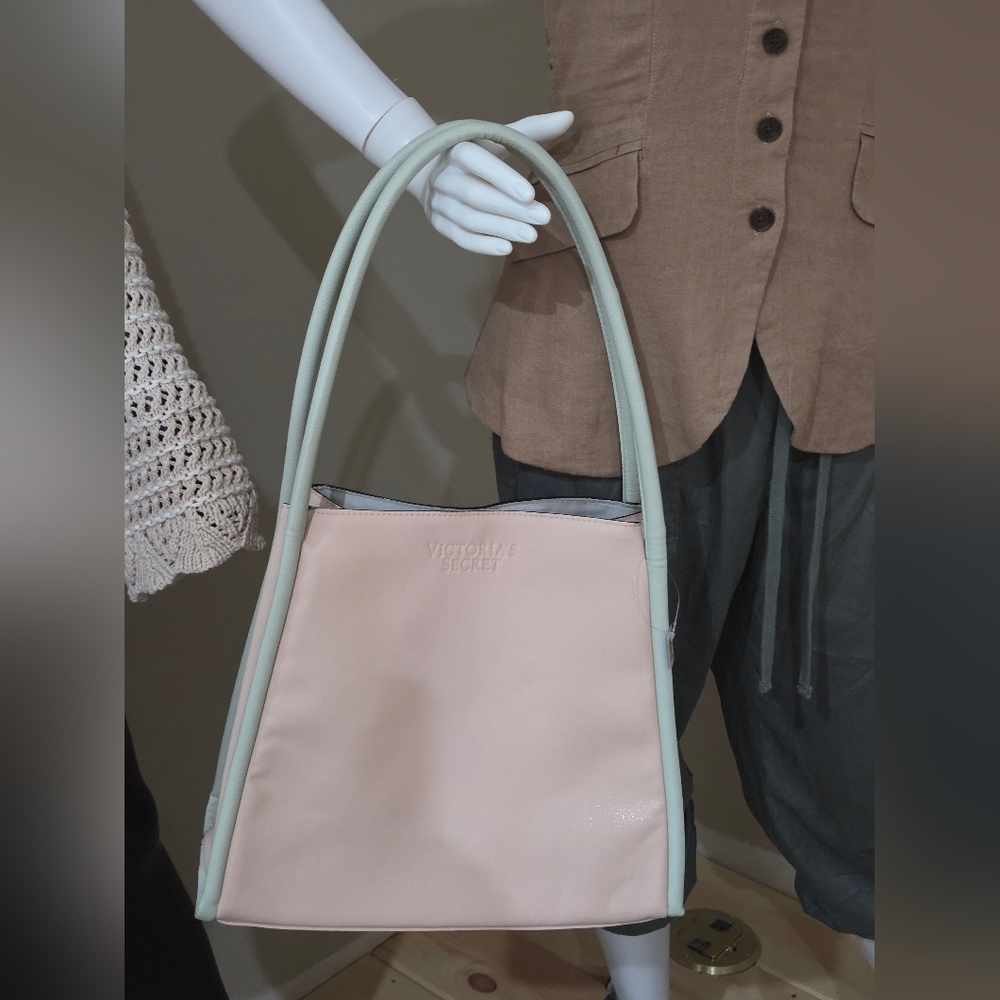 Victoria's Secret Soft Pink and Light Gray Shoulder Bag New